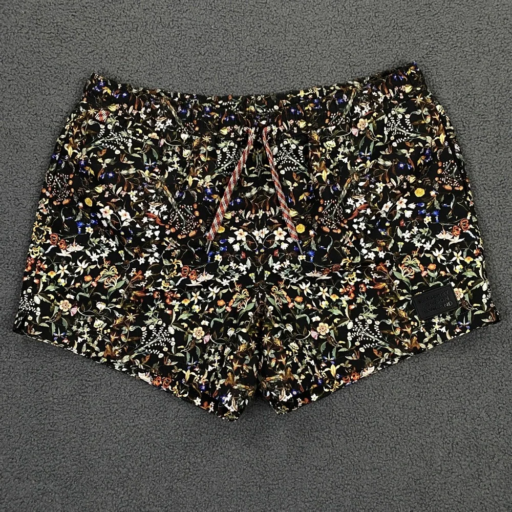 Burberry Swim Shorts Mens XL Floral Mesh Lined Drawstring Trunks Made in Italy